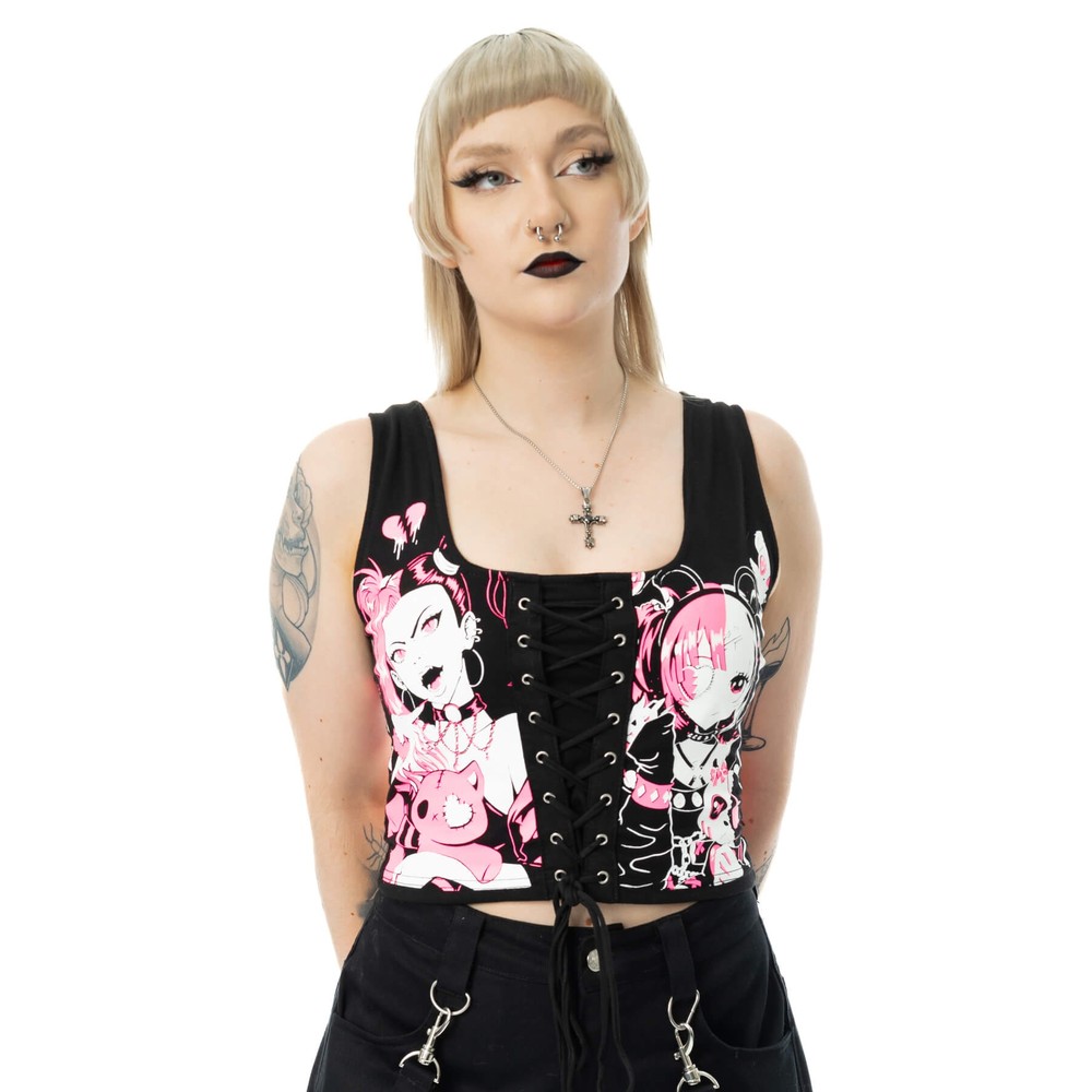 Cupcake Cult - Dollhouse Detention Crop top - Zwart